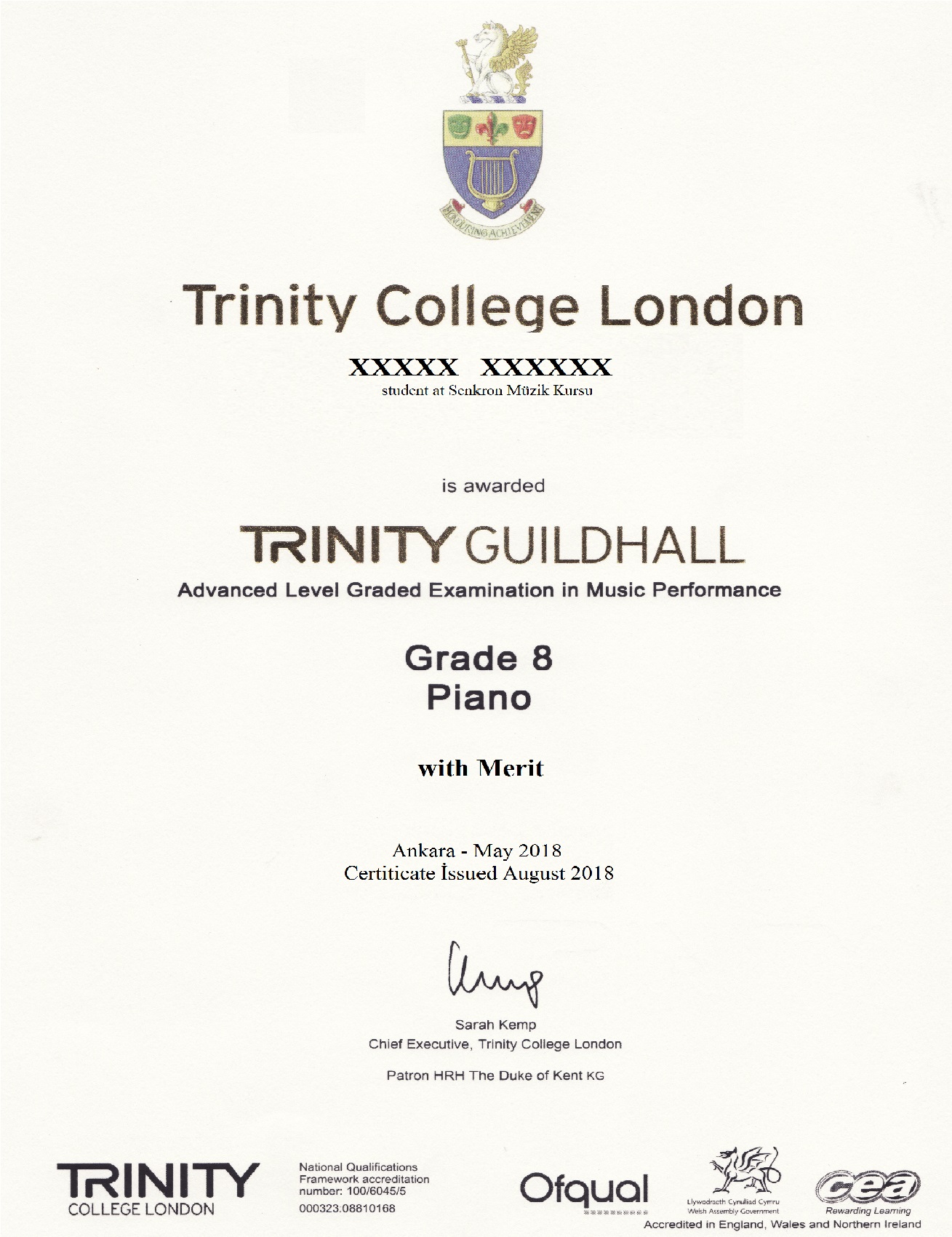 trinity college sertifika